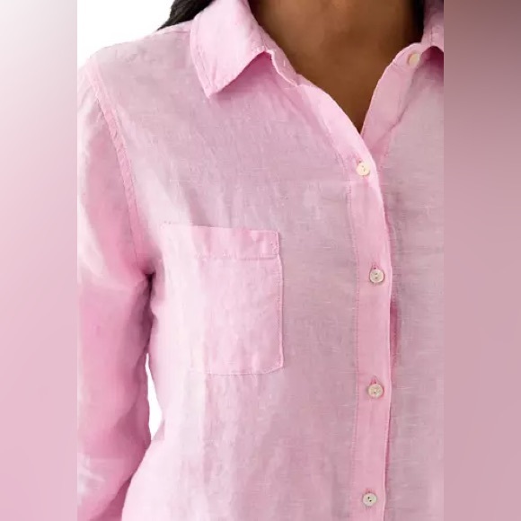 Lilly Pulitzer Women’s Sea View Linen Button Down Top in Pink, Size SMALL - EUC - Picture 10 of 17